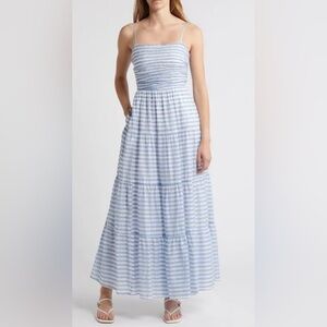 Chelsea28 Textured Stripe Sleeveless Sky Blue & White Dress NWT Medium